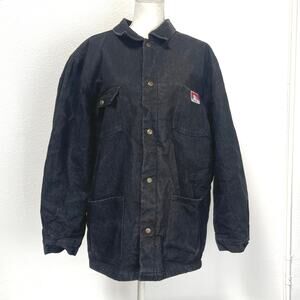 Vintage Ben Davis Mens Black Cotton Denim Warm Lined Work Chore Jacket Size L
